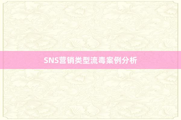 SNS营销类型流毒案例分析